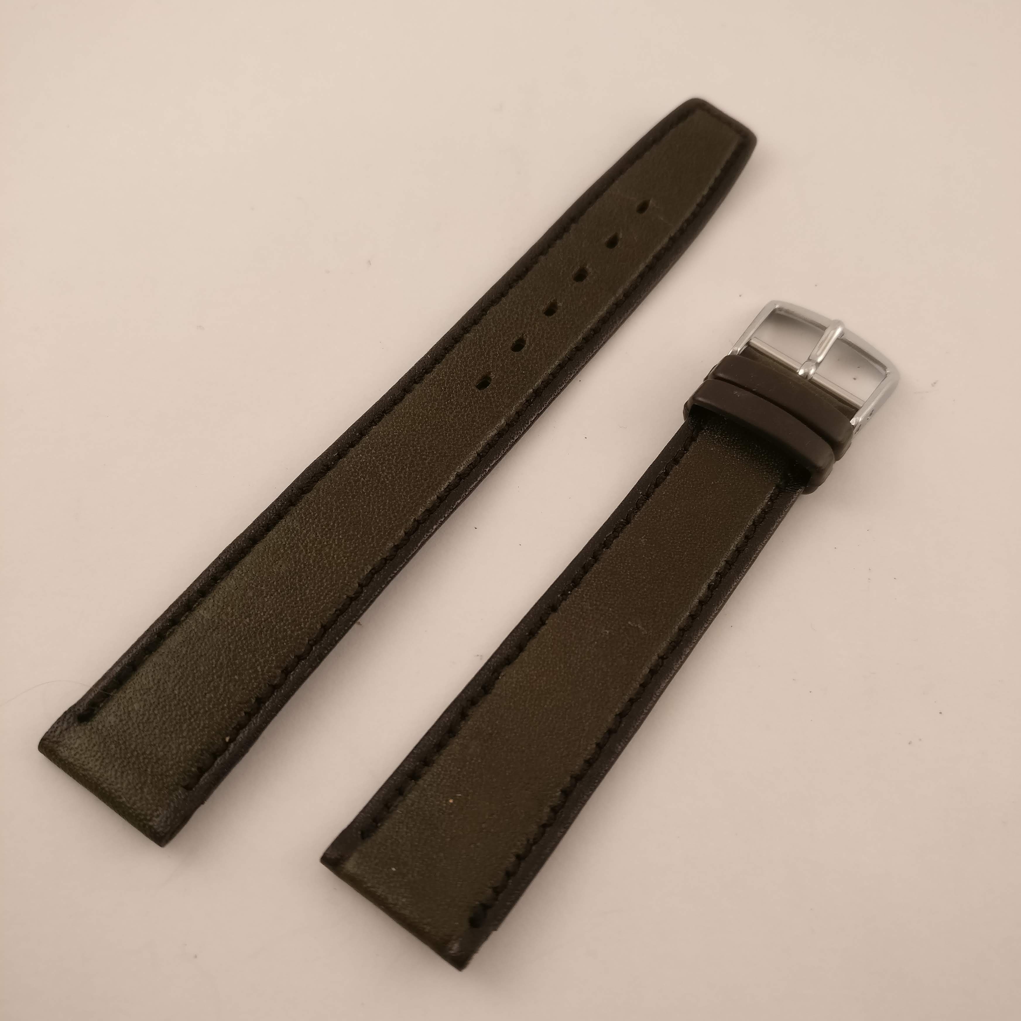 Grijsbruine Horlogeband met zwarte rand, 16 mm