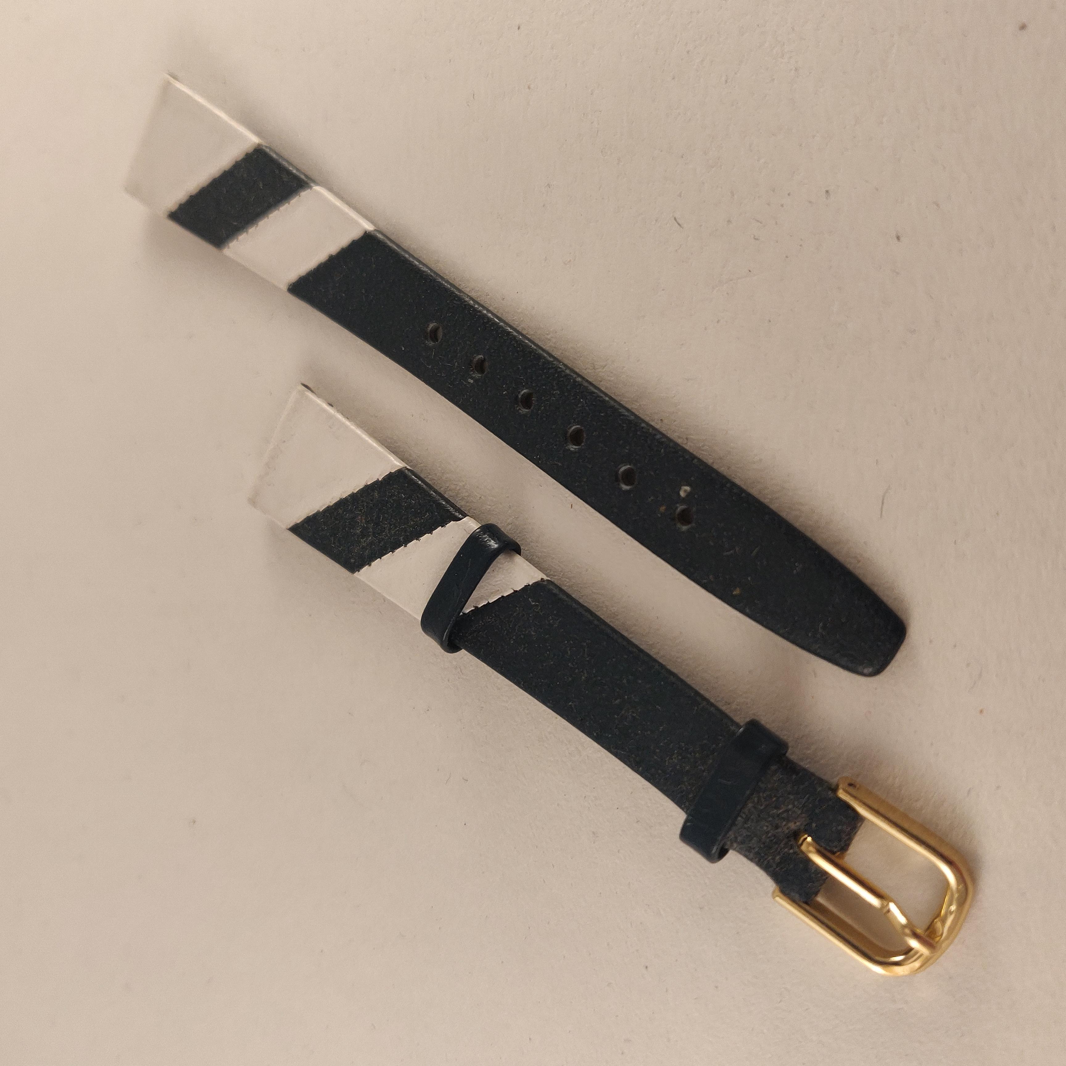 Horlogeband, Blauw/Wit,Taps Toelopend, 14 mm