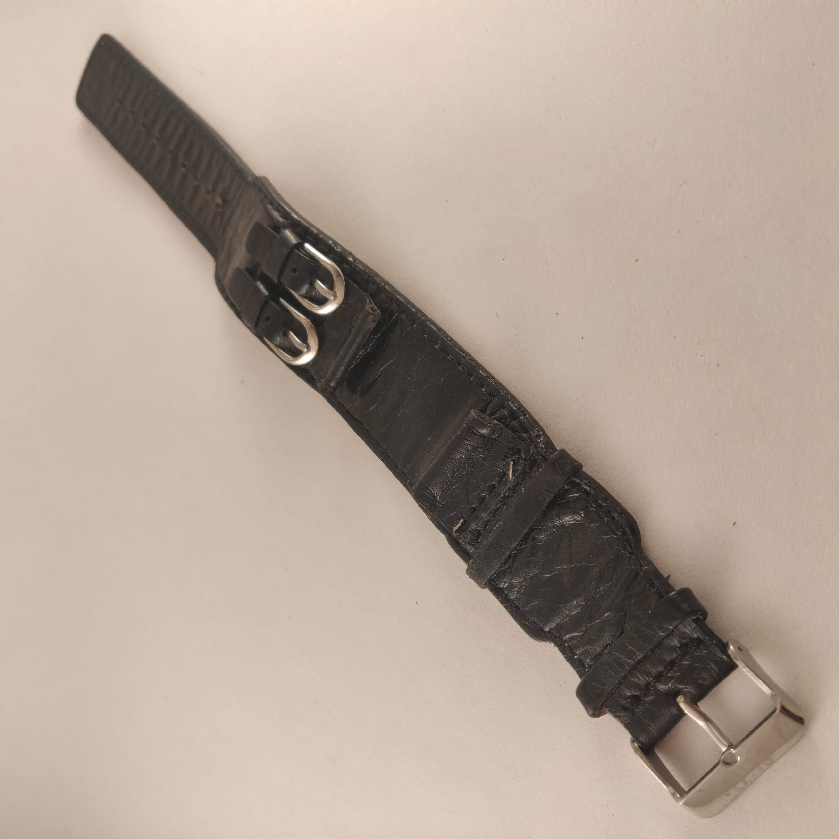 Brede Leren Horlogeband, Zwart, 20 mm