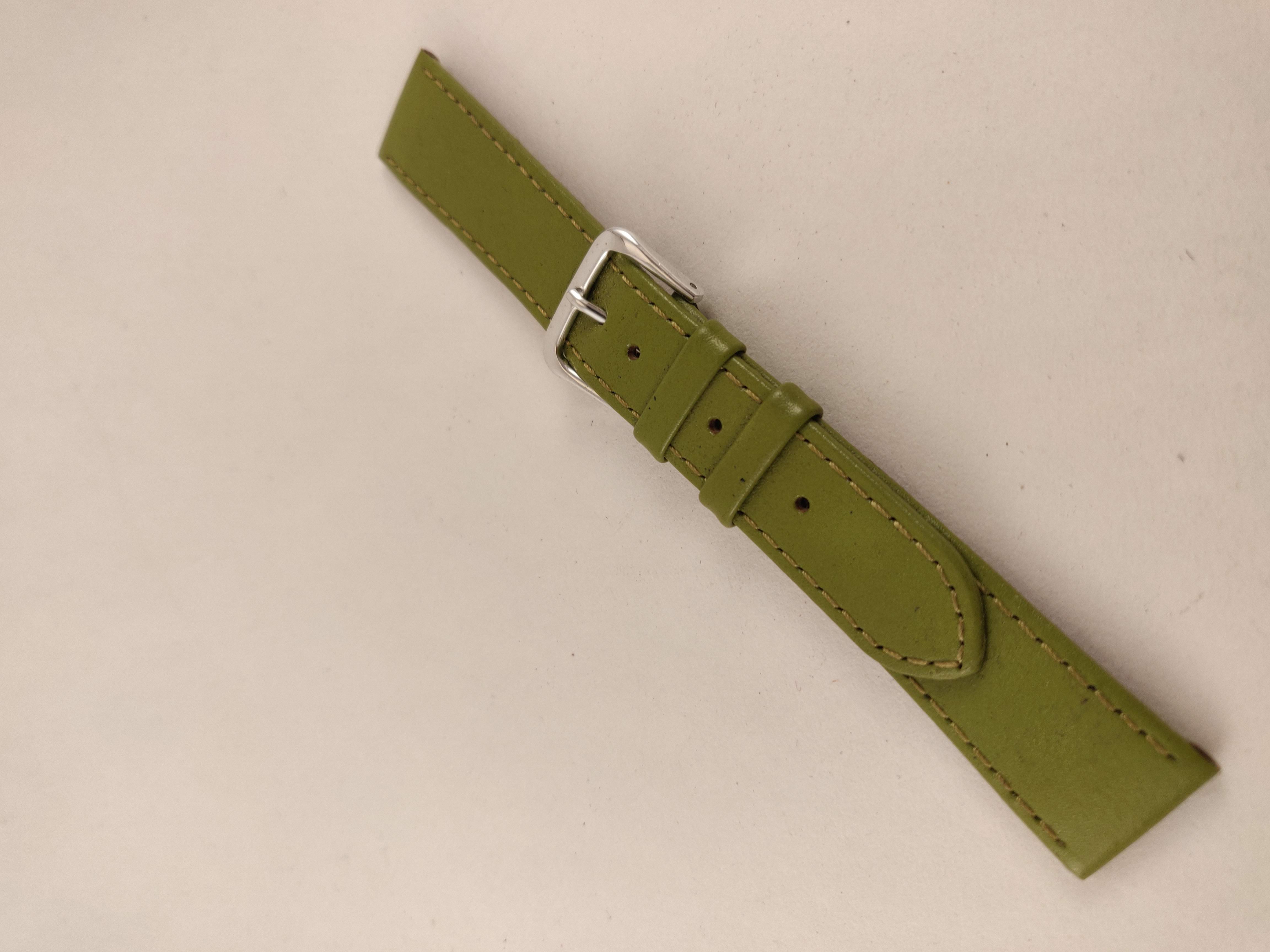 Horlogeband, Groen, Groen Stiksel, 18 mm