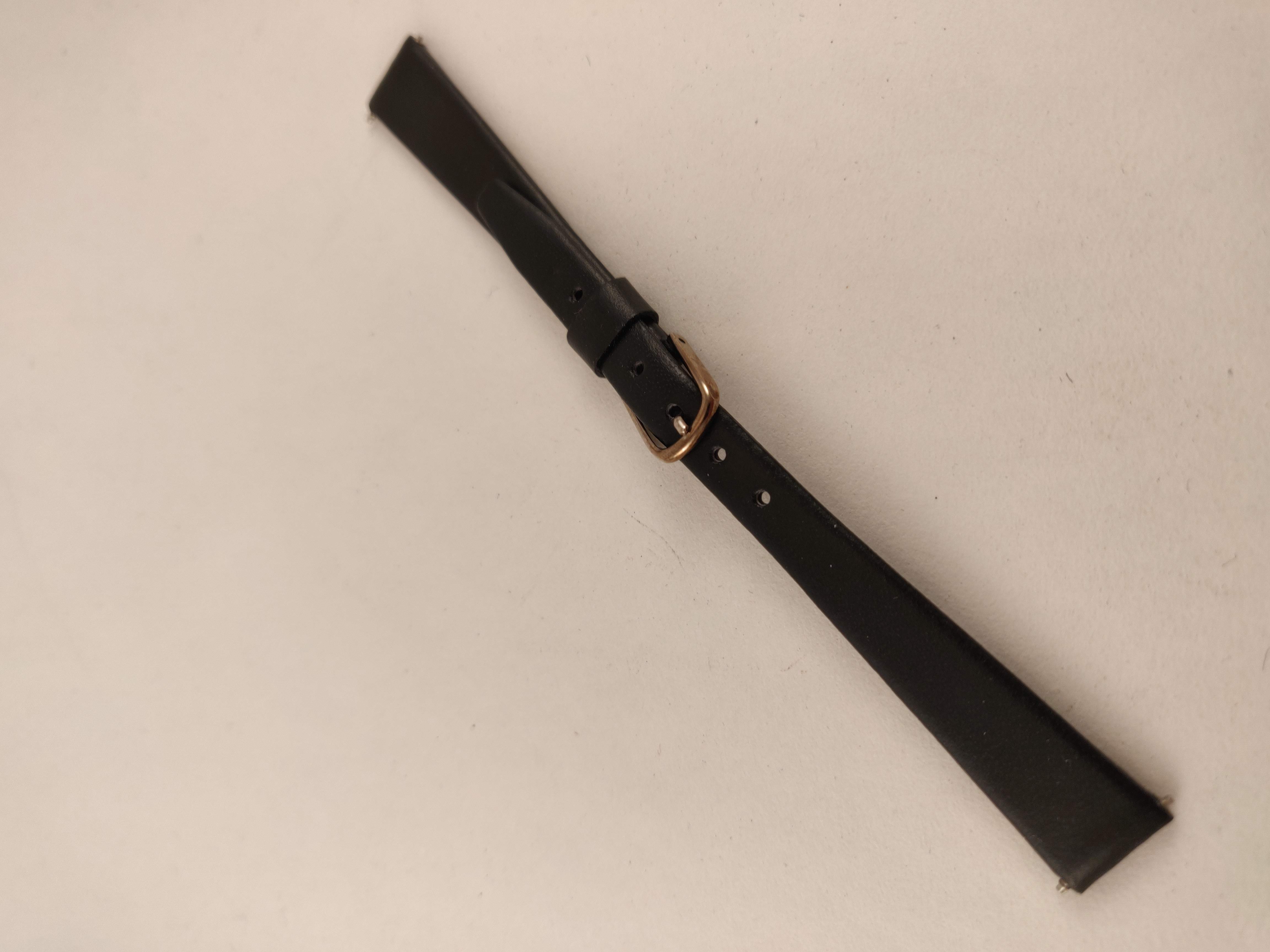 Horlogeband, Zwart, Taps Toelopend, 12 mm