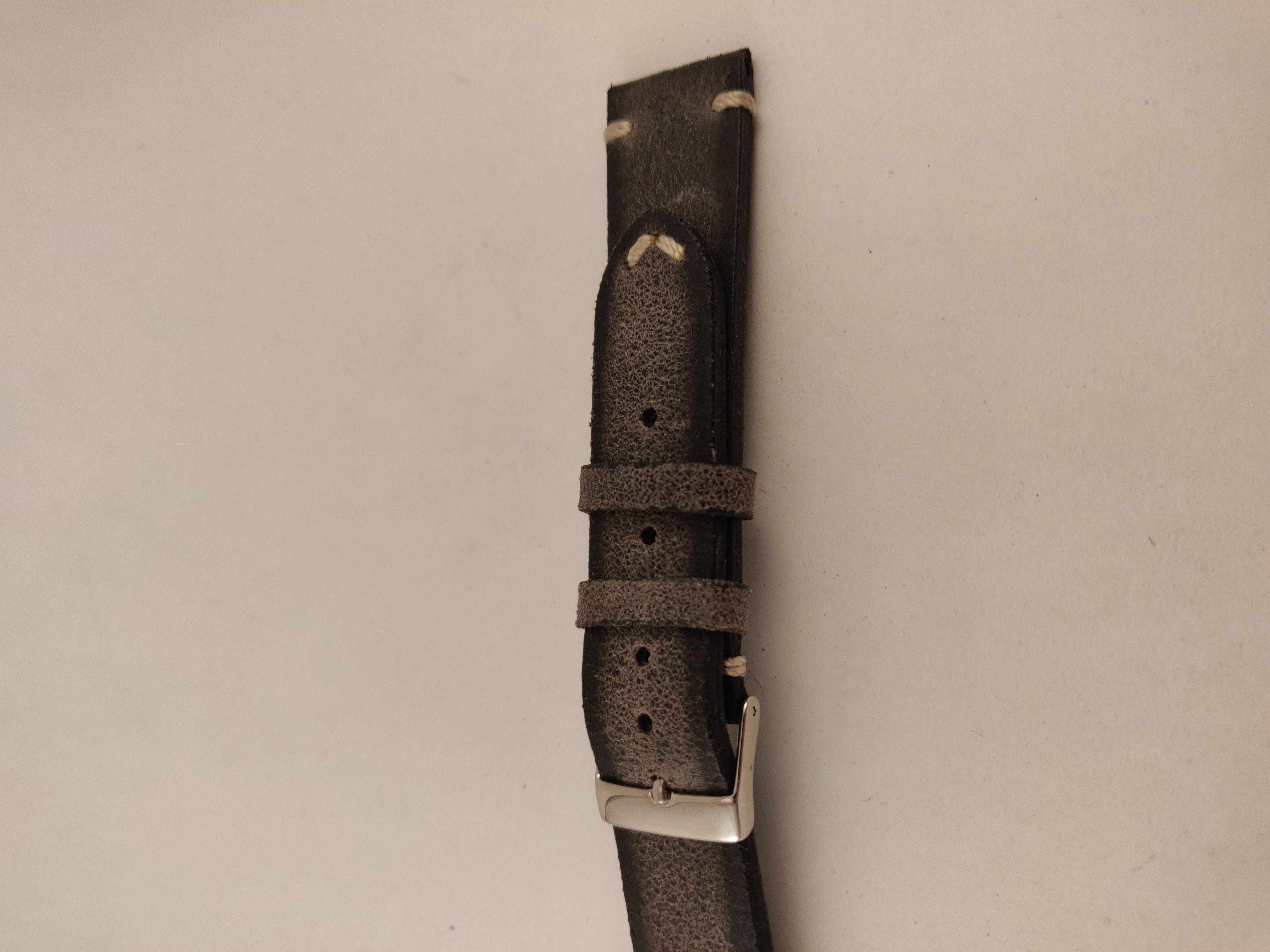 Dassari Heren Horlogeband, Zwart / Grijs, Stiksel, 20 mm
