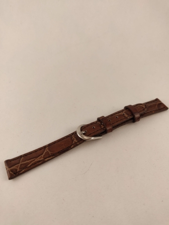 Horlogeband, Bruin, met Licht Bruin Stiksel, Relief, 12 mm