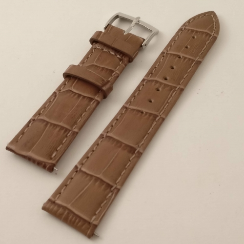 Licht bruine Horlogeband met motief, 20 mm