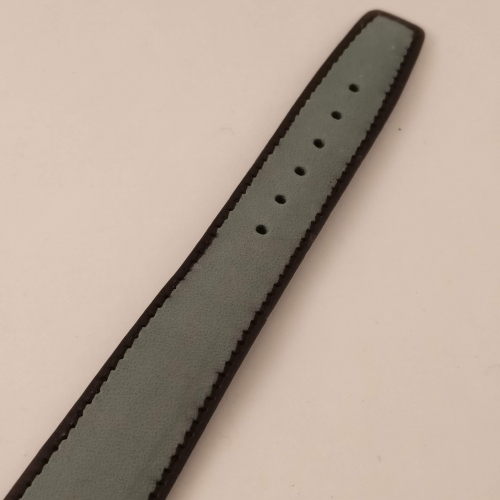 Horlogeband, lichtblauw, zwarte rand, 18 mm