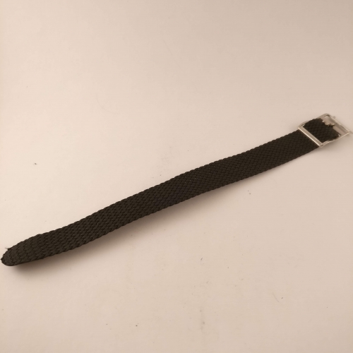 Nylon Horlogeband, 26 mm, zwart, zilveren gesp