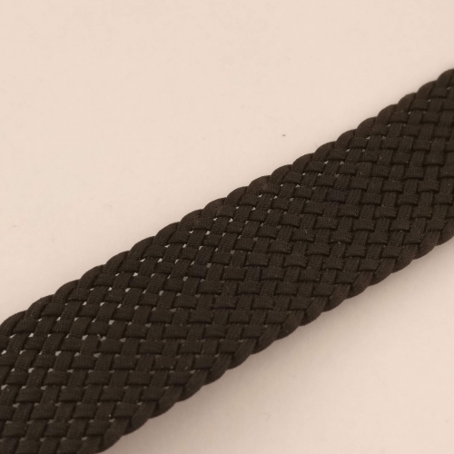 Nylon Horlogeband, 26 mm, zwart, zilveren gesp
