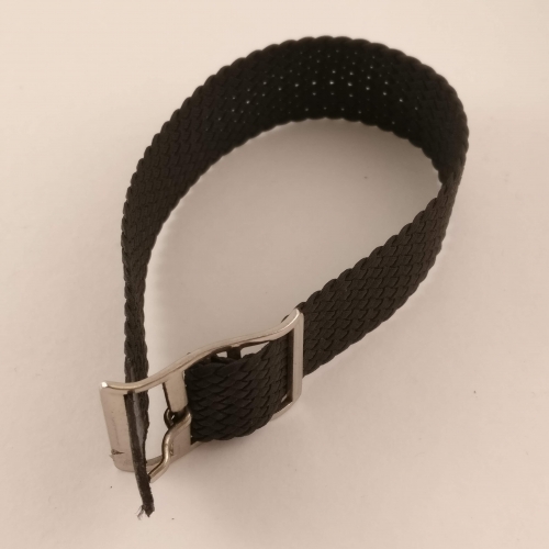 Nylon Horlogeband, 20 mm, zwart, zilveren of goudengesp