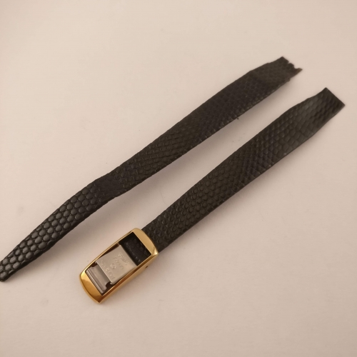 Horlogeband, zwart leer, speciale gesp 9 mm