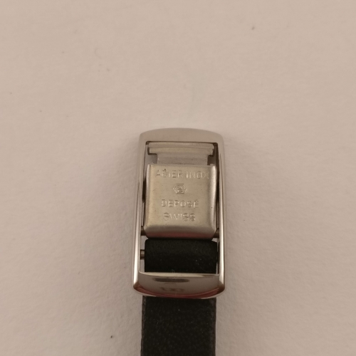Horlogeband, zwart leer, speciale gesp 14 mm