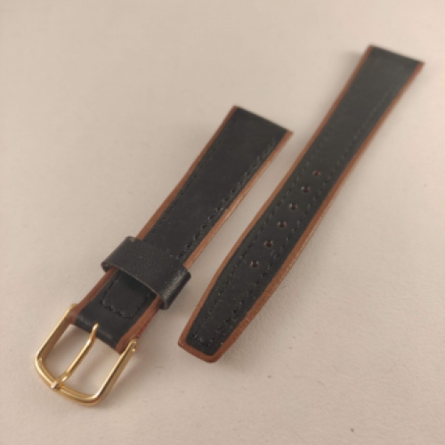 Horlogeband, Zwart/Bruin, 18 mm