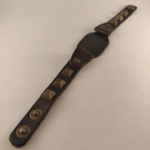 Brede Leren Horlogeband, met Stalen Punten, 20 mm
