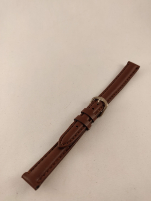 Horlogeband, Bruin, met Licht Bruin Stiksel, 12 mm