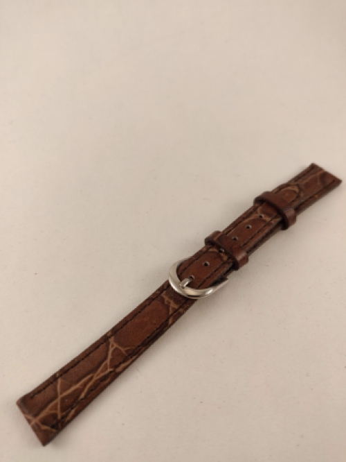 Horlogeband, Bruin, met Licht Bruin Stiksel, Relief, 12 mm