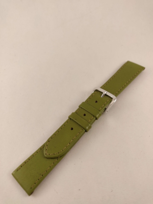 Horlogeband, Groen, Groen Stiksel, 18 mm