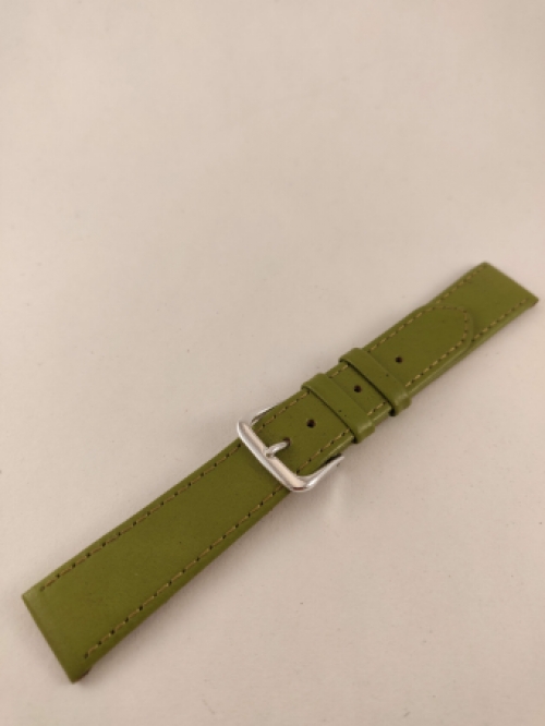 Horlogeband, Groen, Groen Stiksel, 18 mm