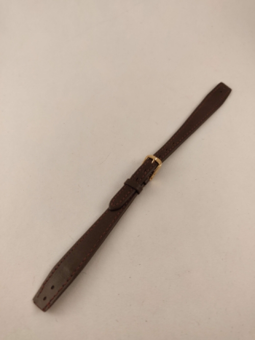 Horlogeband, Bruin, Taps Toelopend, met Rood Bruin Stiksel, Effen, 12 mm