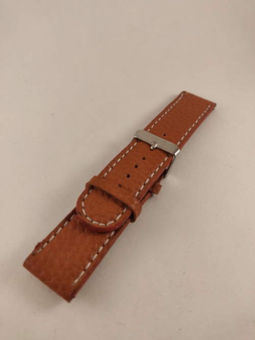 Zware Horlogeband, Rood Bruin, Wit Stiksel, Dik Leer, 22 mm1