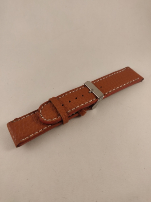 Zware Horlogeband, Rood Bruin, Wit Stiksel, Dik Leer, 22 mm1