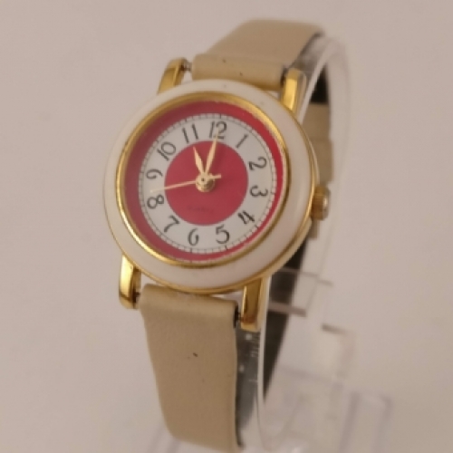 Dames Horloge, Beige en Rood, Rechterkant